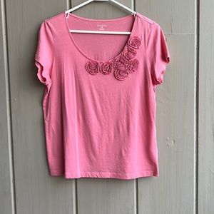 Lands’ End Pink T-shirt with Rosettes_Size S/P